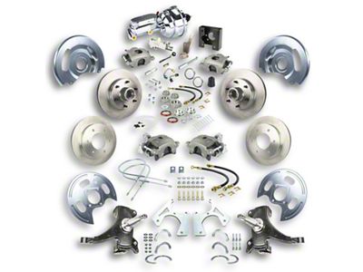 The Right Stuff Detailing Street Series Power 4-Wheel Disc Brake Conversion Kit with Chrome Brake Booster/Master Cylinder for 6x5.5 Bolt Pattern; Natural Calipers (63-66 C10, C20, 2WD Suburban)