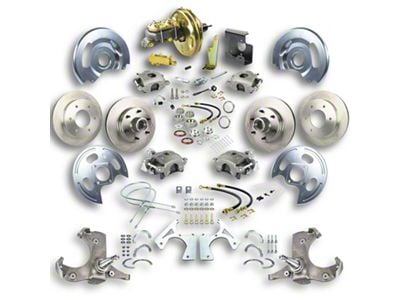 The Right Stuff Detailing Street Series Power 4-Wheel Disc Brake Conversion Kit with Original Brake Booster/Master Cylinder for 5x5 Bolt Pattern; Natural Calipers (67-70 2WD Blazer, C10, Jimmy, Suburban)