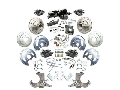 The Right Stuff Detailing Street Series Power 4-Wheel Disc Brake Conversion Kit with Black Brake Booster/Master Cylinder for 5x5 Bolt Pattern; Black Calipers (67-70 2WD Blazer, C10, Jimmy, Suburban)