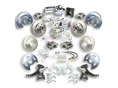 The Right Stuff Detailing Street Series Power 4-Wheel Disc Brake Conversion Kit with Chrome Brake Booster/Master Cylinder for 5x5 Bolt Pattern; Natural Calipers (67-70 2WD Blazer, C10, Jimmy, Suburban)