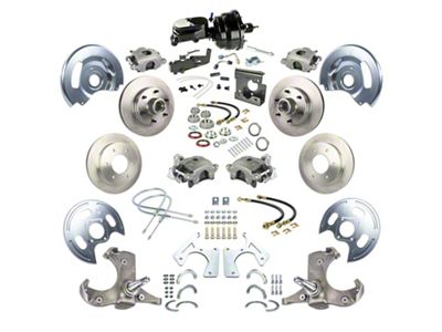 The Right Stuff Detailing Street Series Power 4-Wheel Disc Brake Conversion Kit with Black Brake Booster/Master Cylinder for 5x5 Bolt Pattern; Natural Calipers (67-70 2WD Blazer, C10, Jimmy, Suburban)