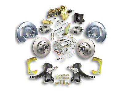 The Right Stuff Detailing Street Series 2-Inch Drop Front Power Disc Brake Conversion Kit for 6x5.5 Bolt Pattern; Natural Calipers (60-62 C10, C20, K10, K20, Suburban)