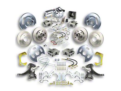 The Right Stuff Detailing Street Series 2-Inch Drop 4-Wheel Power Disc Brake Conversion Kit with Chrome Brake Booster/Master Cylinder for 6x5.5 Bolt Pattern; Natural Calipers (63-66 C10, C20, 2WD Suburban)