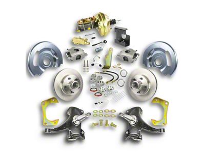 The Right Stuff Detailing Street Series 2-Inch Drop Front Power Disc Brake Conversion Kit with Original Brake Booster/Master Cylinder for 5x5 Bolt Pattern; Natural Calipers (67-70 2WD Blazer, C10, Jimmy, Suburban)