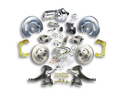 The Right Stuff Detailing Street Series 2-Inch Drop Front Power Disc Brake Conversion Kit with Chrome Brake Booster/Master Cylinder for 5x5 Bolt Pattern; Natural Calipers (67-70 2WD Blazer, C10, Jimmy, Suburban)