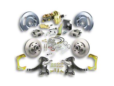 The Right Stuff Detailing Street Series 2-Inch Drop Front Power Disc Brake Conversion Kit with Original Brake Booster/Master Cylinder for 6x5.5 Bolt Pattern; Natural Calipers (67-70 2WD Blazer, C10, Jimmy, Suburban)