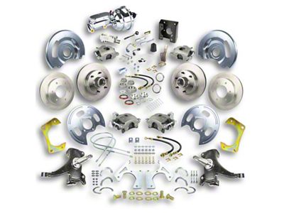 The Right Stuff Detailing Street Series 2-Inch Drop 4-Wheel Power Disc Brake Conversion Kit with Chrome Brake Booster/Master Cylinder for 5x5 Bolt Pattern; Natural Calipers (67-70 2WD Blazer, C10, Jimmy, Suburban)