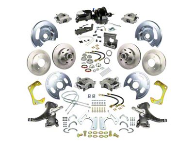 The Right Stuff Detailing Street Series 2-Inch Drop 4-Wheel Power Disc Brake Conversion Kit with Black Brake Booster/Master Cylinder for 5x5 Bolt Pattern; Natural Calipers (67-70 2WD Blazer, C10, Jimmy, Suburban)