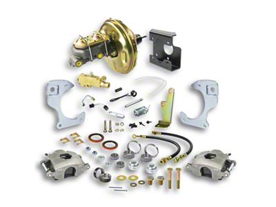 The Right Stuff Detailing Street Series Power Front Disc Brake Conversion Kit with Original Brake Booster/Master Cylinder for 5x4.75 Bolt Pattern; Natural Calipers (67-70 2WD Blazer, C10, Jimmy, Suburban)