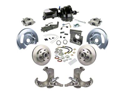 The Right Stuff Detailing Street Series Power Front Disc Brake Conversion Kit with Black Brake Booster/Master Cylinder for 6x5.5 Bolt Pattern; Natural Calipers (67-70 2WD Blazer, C10, Jimmy, Suburban)