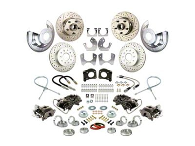 The Right Stuff Detailing Street Series At The Wheel 4-Wheel Disc Brake Conversion Kit; Black Calipers (64-69 V8 Fairlane, Torino w/ Large Ford 9-Inch Rear)