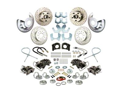 The Right Stuff Detailing Street Series At The Wheel 4-Wheel Disc Brake Conversion Kit; Black Calipers (64-69 V8 Fairlane, Torino w/ Small Ford 9/8-Inch Rear)