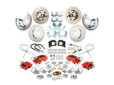 The Right Stuff Detailing Street Series At The Wheel 4-Wheel Disc Brake Conversion Kit; Red Calipers (64-69 V8 Fairlane, Torino w/ Small Ford 9/8-Inch Rear)