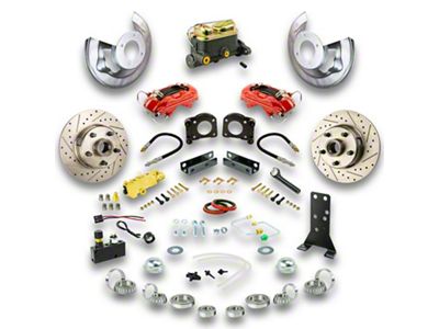 The Right Stuff Detailing Street Series Front Manual Disc Brake Conversion Kit; Red Calipers (64-66 V8 Fairlane)