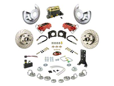 The Right Stuff Detailing Street Series Front Manual Disc Brake Conversion Kit; Red Calipers (67-69 V8 Fairlane)