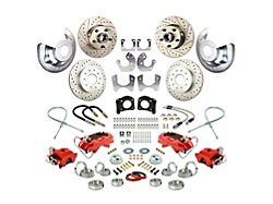 The Right Stuff Detailing Street Series At The Wheel 4-Wheel Disc Brake Conversion Kit; Red Calipers (63-69 V8 Comet, Falcon w/ Large Ford 9-Inch Rear)