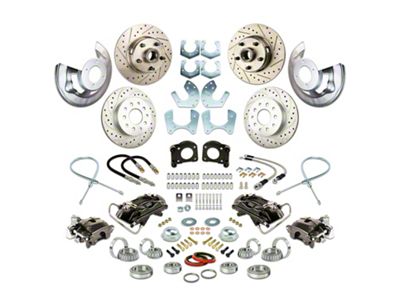 The Right Stuff Detailing Street Series At The Wheel 4-Wheel Disc Brake Conversion Kit; Black Calipers (63-69 V8 Comet, Falcon w/ Small Ford 9/8-Inch Rear)