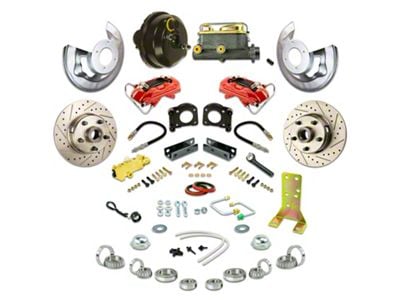 The Right Stuff Detailing Street Series Front Power Disc Brake Conversion Kit; Red Calipers (64-66 V8 Falcon w/ Automatic Transmission)