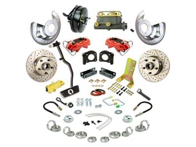 The Right Stuff Detailing Street Series Front Power Disc Brake Conversion Kit; Red Calipers (67-69 V8 Falcon w/ Automatic Transmission)