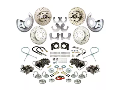 The Right Stuff Detailing Street Series At The Wheel 4-Wheel Disc Brake Conversion Kit; Black Calipers (64-73 V8 Mustan w/ Large Ford 9-Inch Rear)