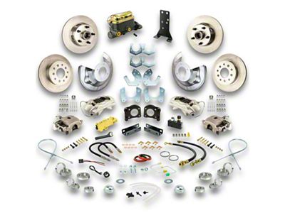 The Right Stuff Detailing Street Series 4-Wheel Manual Disc Brake Conversion Kit; Natural Calipers (64-66 V8 Mustang w/ Automatic Transmission & Small Ford 9/8-Inch Rear)