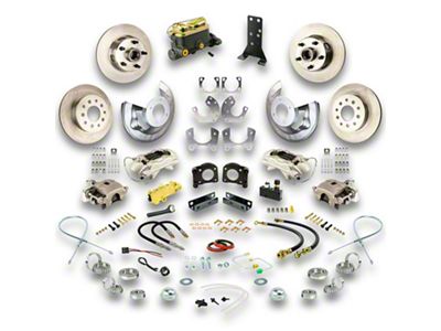 The Right Stuff Detailing Street Series 4-Wheel Manual Disc Brake Conversion Kit; Natural Calipers (67-69 V8 Mustang w/ Automatic Transmission & Large Ford 9-Inch Rear)