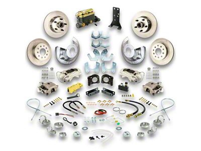 The Right Stuff Detailing Street Series 4-Wheel Manual Disc Brake Conversion Kit; Natural Calipers (67-69 V8 Mustang w/ Automatic Transmission & Small Ford 9/8-Inch Rear)