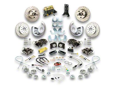 The Right Stuff Detailing Street Series 4-Wheel Manual Disc Brake Conversion Kit; Black Calipers (67-69 V8 Mustang w/ Automatic Transmission & Small Ford 9/8-Inch Rear)