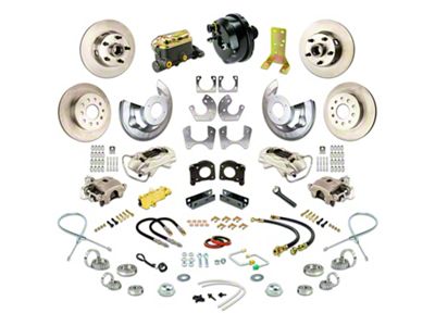 The Right Stuff Detailing Street Series 4-Wheel Power Disc Brake Conversion Kit; Natural Calipers (64-66 V8 Mustang w/ Automatic Transmission & Large Ford 9-Inch Rear)