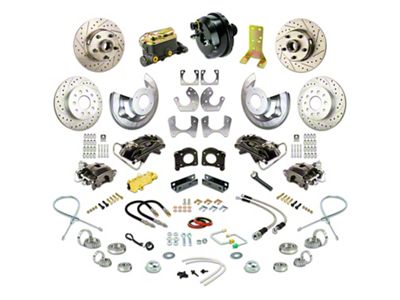 The Right Stuff Detailing Street Series 4-Wheel Power Disc Brake Conversion Kit; Black Calipers (64-66 V8 Mustang w/ Automatic Transmission & Large Ford 9-Inch Rear)