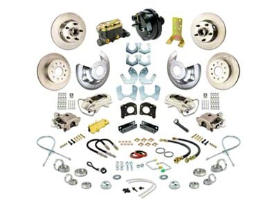 The Right Stuff Detailing Street Series 4-Wheel Power Disc Brake Conversion Kit; Natural Calipers (64-66 V8 Mustang w/ Automatic Transmission & Small Ford 9/8-Inch Rear)