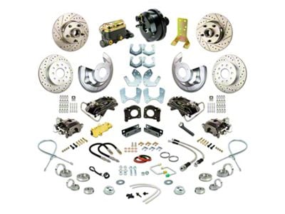 The Right Stuff Detailing Street Series 4-Wheel Power Disc Brake Conversion Kit; Black Calipers (64-66 V8 Mustang w/ Automatic Transmission & Small Ford 9/8-Inch Rear)