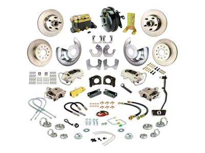 The Right Stuff Detailing Street Series 4-Wheel Power Disc Brake Conversion Kit; Natural Calipers (67-69 V8 Mustang w/ Automatic Transmission & Large Ford 9-Inch Rear)