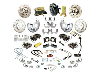 The Right Stuff Detailing Street Series 4-Wheel Power Disc Brake Conversion Kit; Black Calipers (67-69 V8 Mustang w/ Automatic Transmission & Large Ford 9-Inch Rear)