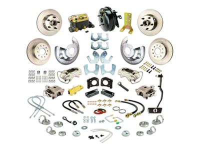 The Right Stuff Detailing Street Series 4-Wheel Power Disc Brake Conversion Kit; Natural Calipers (67-69 V8 Mustang w/ Automatic Transmission & Small Ford 9/8-Inch Rear)