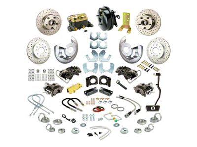 The Right Stuff Detailing Street Series 4-Wheel Power Disc Brake Conversion Kit; Black Calipers (67-69 V8 Mustang w/ Automatic Transmission & Small Ford 9/8-Inch Rear)