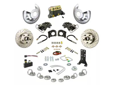 The Right Stuff Detailing Street Series Front Manual Disc Brake Conversion Kit; Black Calipers (67-69 V8 Mustang)