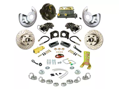 The Right Stuff Detailing Street Series Front Power Disc Brake Conversion Kit; Black Calipers (64-66 V8 Mustang w/ Automatic Transmission)