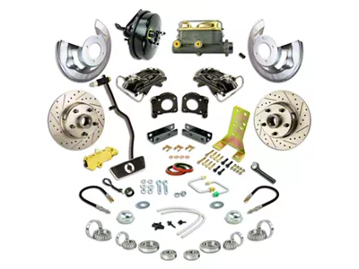 The Right Stuff Detailing Street Series Front Power Disc Brake Conversion Kit; Black Calipers (67-69 V8 Mustang w/ Automatic Transmission)