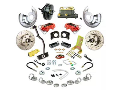 The Right Stuff Detailing Street Series Front Power Disc Brake Conversion Kit; Red Calipers (67-69 V8 Mustang w/ Automatic Transmission)