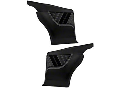 TMI Molded Sport R Rear Quarter Panels; Charcoal Black Vinyl, Black Suede, White Stitch (68-69 Camaro)