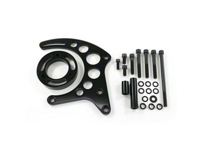 Top Street Performance Small Block Chevy High-Mount Long Water Pump Alternator Bracket; Black (55-92 Corvette C1, C2, C3 & C4)