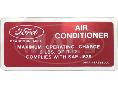 Torino/Ranchero Air Conditioner Charge Decal, 1971 (Ranchero)