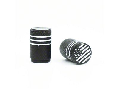 Aluminum Valve Stem Cap with Flag; Black (Universal; Some Adaptation May Be Required)