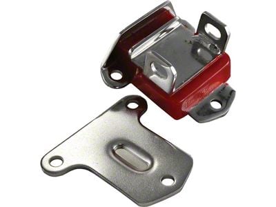 Short and Wide Motor Mount; Chrome; Red (1957 283 V8 Bel Air)