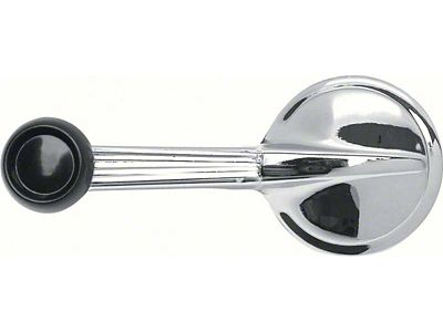 Window Crank Handle with Black Knob; Chrome (55-57 150)