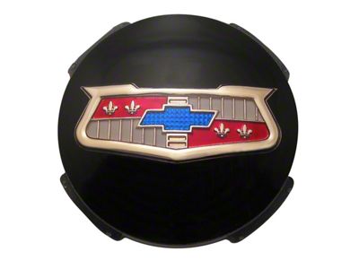 Trim Parts Wheel Spinner Emblem; Black (55-57 150, 210, Bel Air, Nomad)