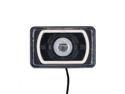 4x6-Inch Halogen High Beam Projector Headlight with HDR Switchback Halos; Black Housing; Clear Lens (Universal; Some Adaptation May Be Required)