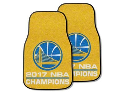 Carpet Front Floor Mats with Golden State Warriors 2017 NBA Champions Logo; Yellow (Universal; Some Adaptation May Be Required)