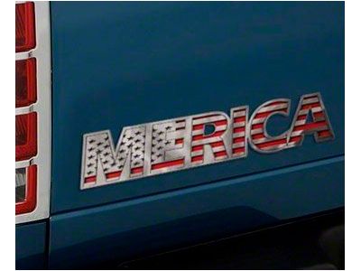 MERICA Stainless Emblem; Brushed (Universal; Some Adaptation May Be Required)